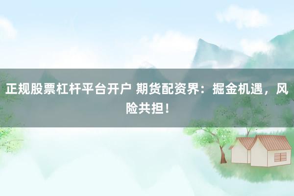 正规股票杠杆平台开户 期货配资界：掘金机遇，风险共担！