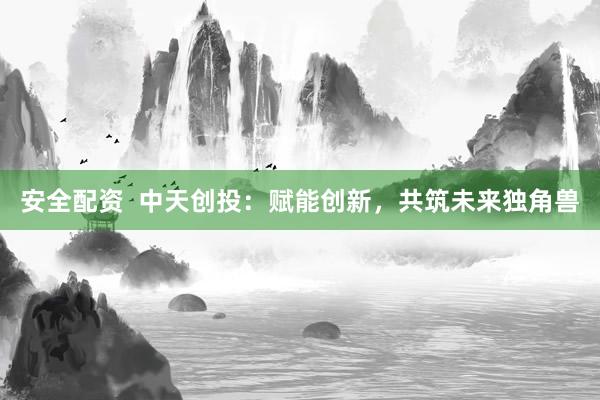 安全配资  中天创投：赋能创新，共筑未来独角兽