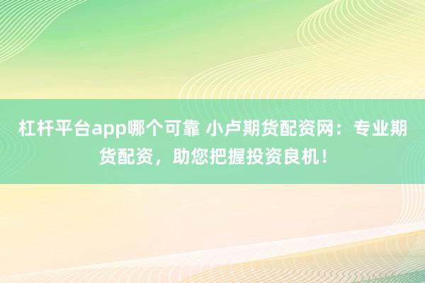 杠杆平台app哪个可靠 小卢期货配资网：专业期货配资，助您把握投资良机！
