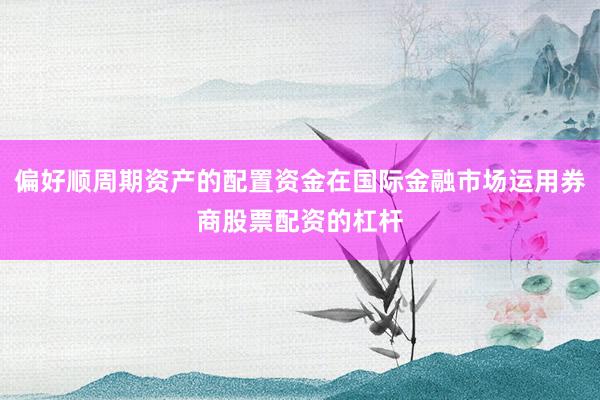 偏好顺周期资产的配置资金在国际金融市场运用券商股票配资的杠杆
