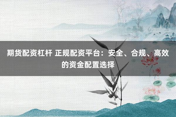 期货配资杠杆 正规配资平台：安全、合规、高效的资金配置选择